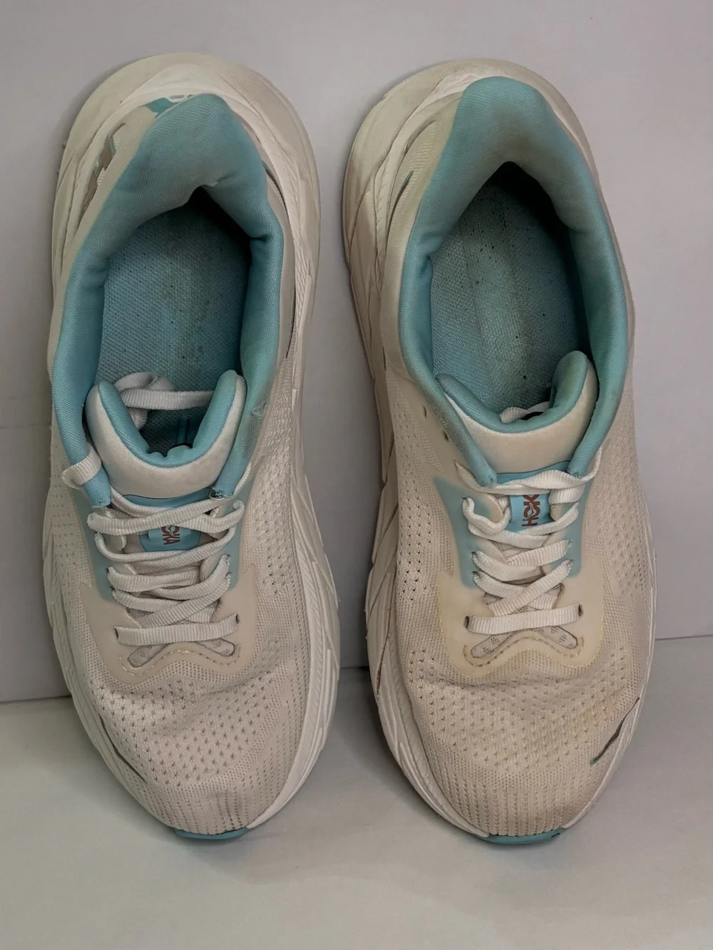 HOKA Women's White & Aqua Blue Running Shoes Sz 7.5
